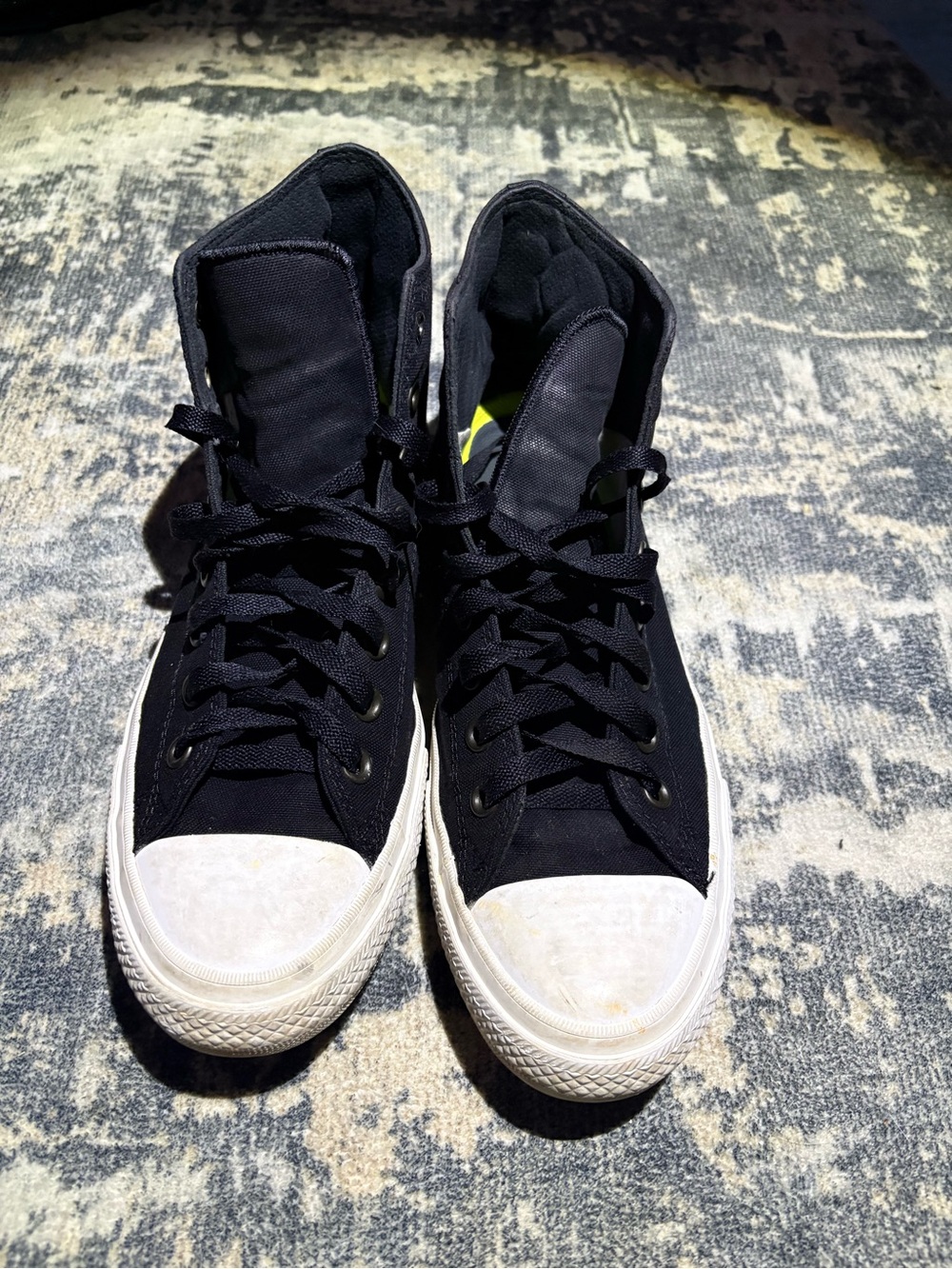 Men's Black High-Top Canvas Sneakers with White Toe Cap